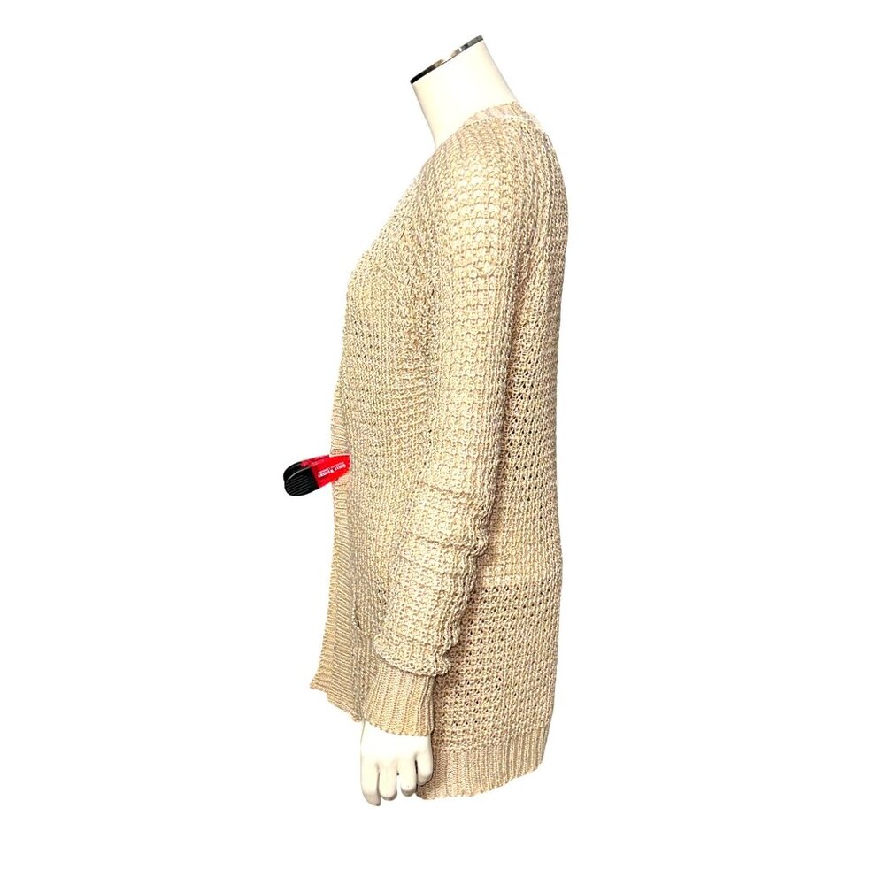 Ashley Premium Open Front Cotton Knit Cardigan In Beige With Pockets Lightweight - Picture 2 of 8